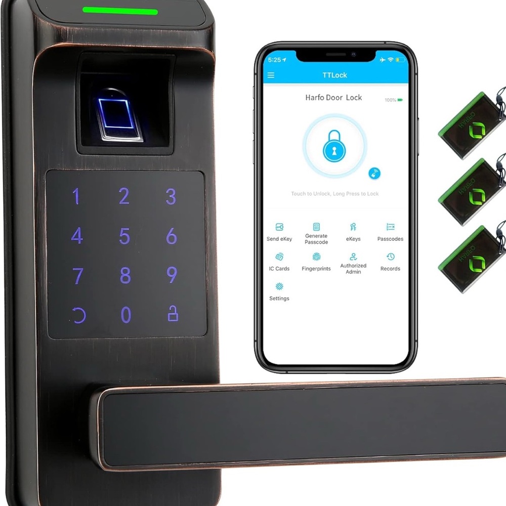 Smart Door Lock with Keyless Entry - Black